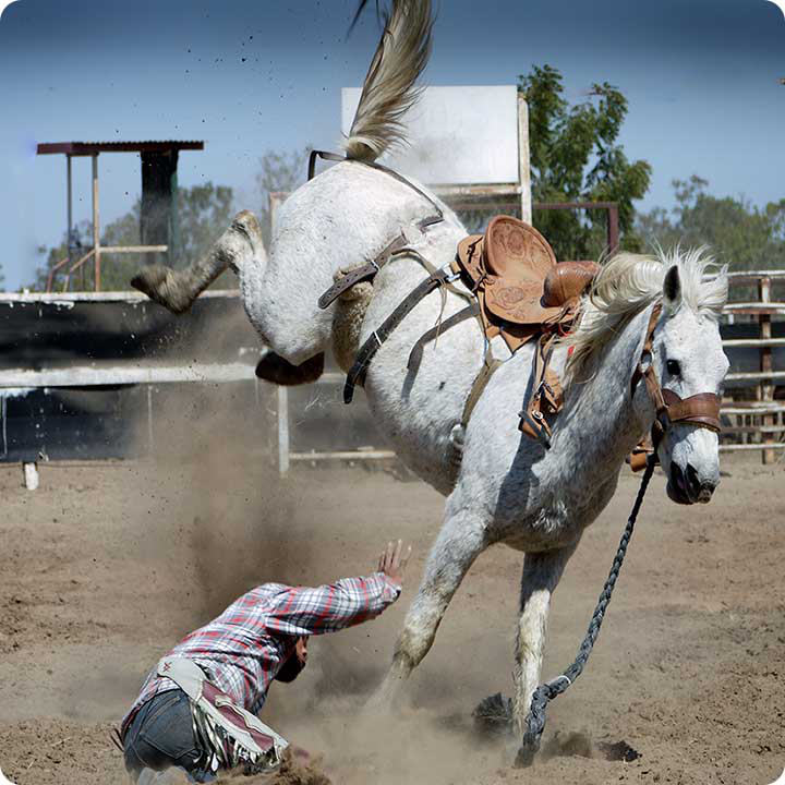 Man recieving trauma falling from horse